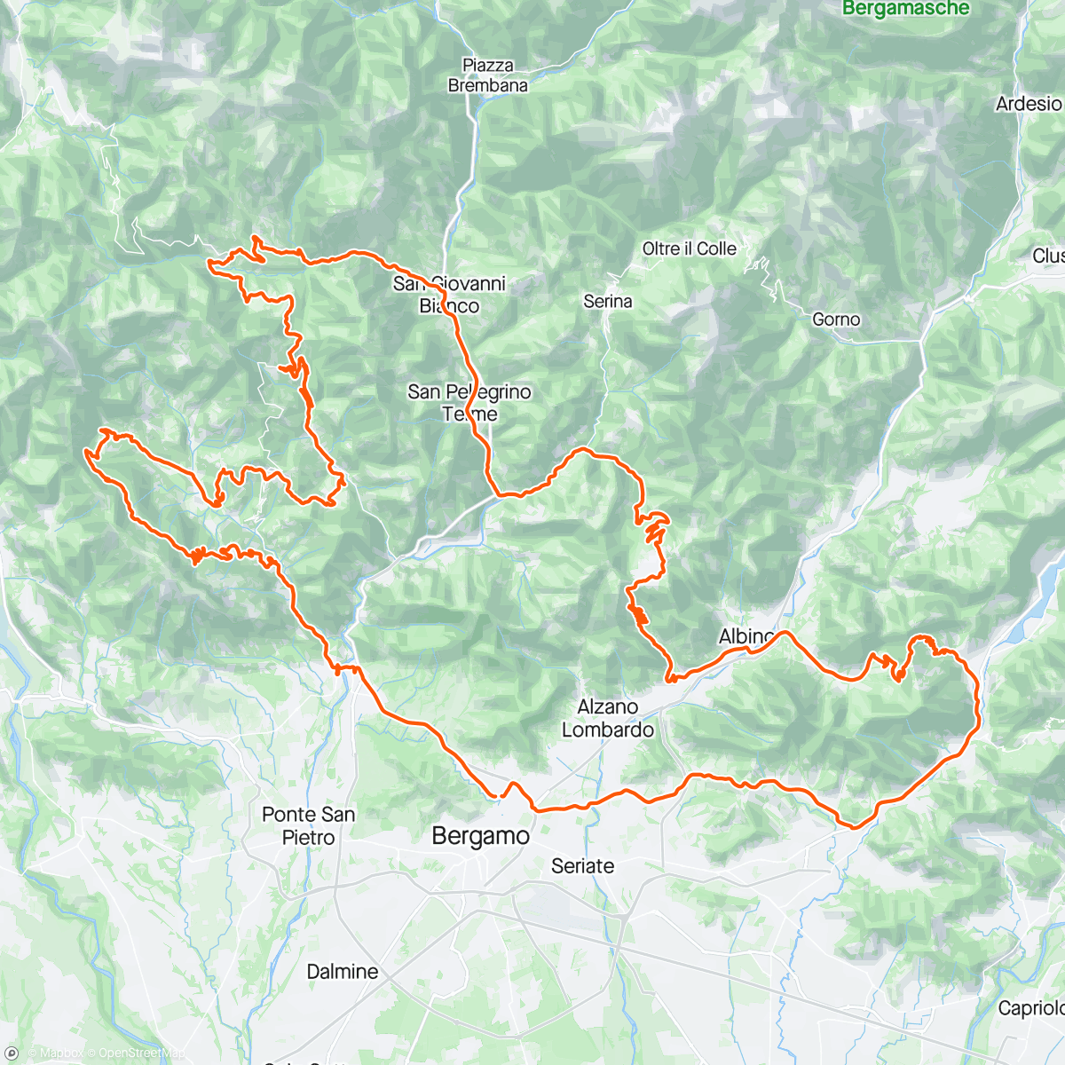Map of the activity, Granfondo BGY