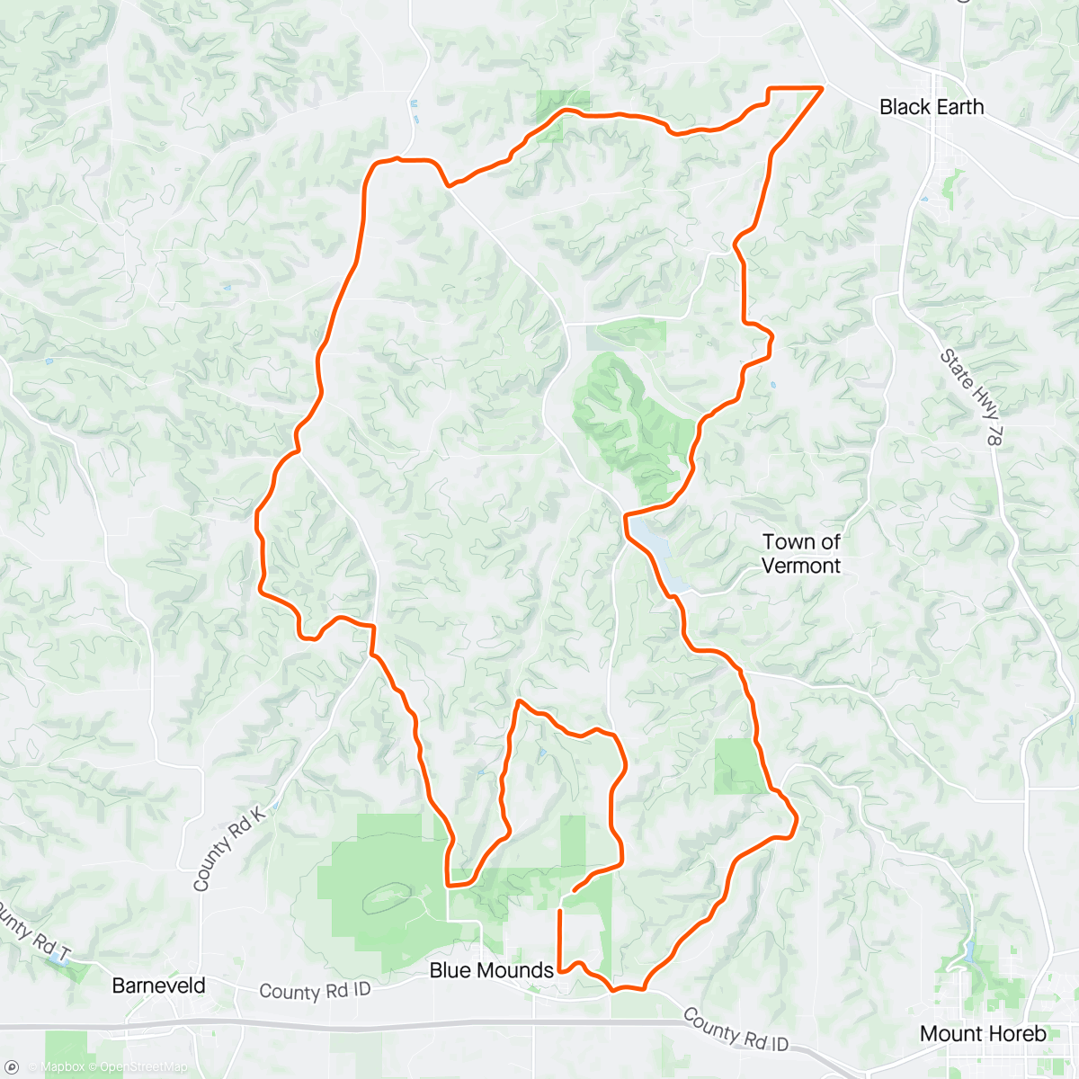 Mapa da atividade, Sunset Brigham ride