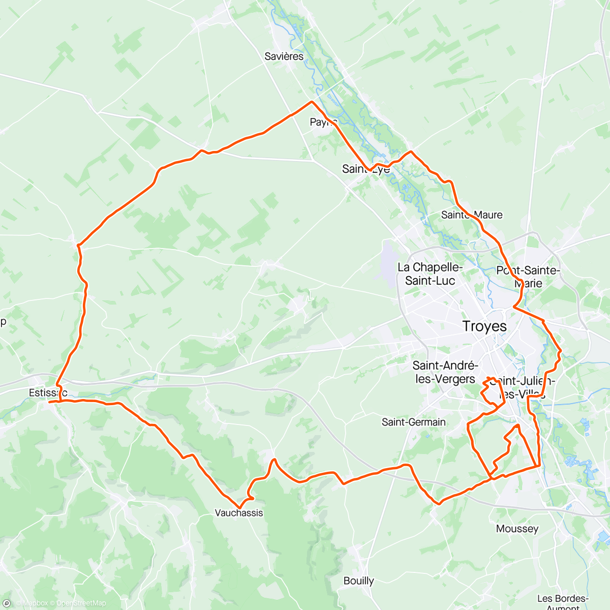 Map of the activity, Sortie vélo avec breviandes