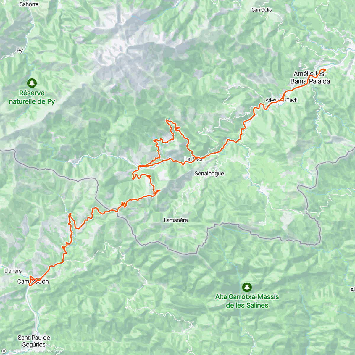 Map of the activity, Col de sous - col d'ares - Camprodon - col d'ares
