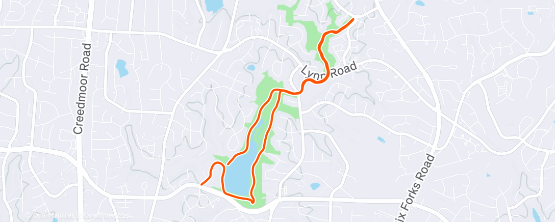 Map of the activity, Tuesday Lunch Run