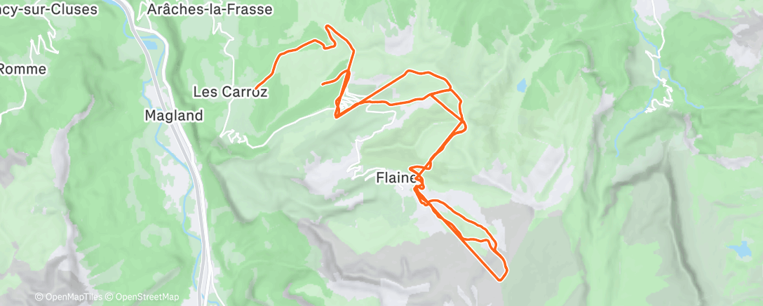 Map of the activity, Morning ski