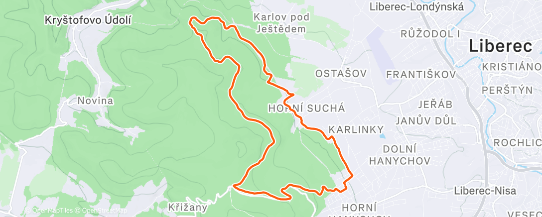 Карта физической активности (Liberec - Srní sedlo, Výpřež)