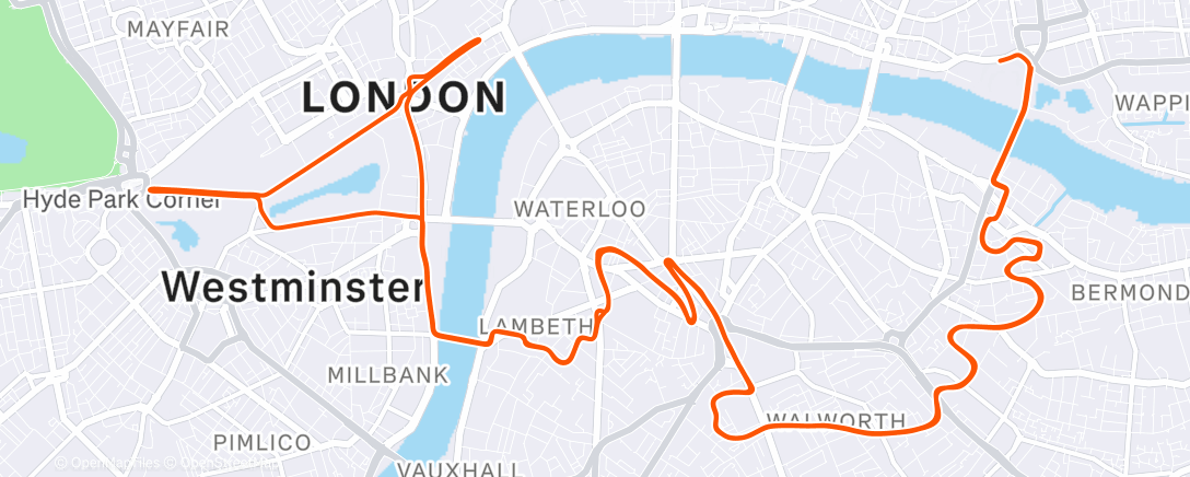 Map of the activity, Zwift - London Uprising in London