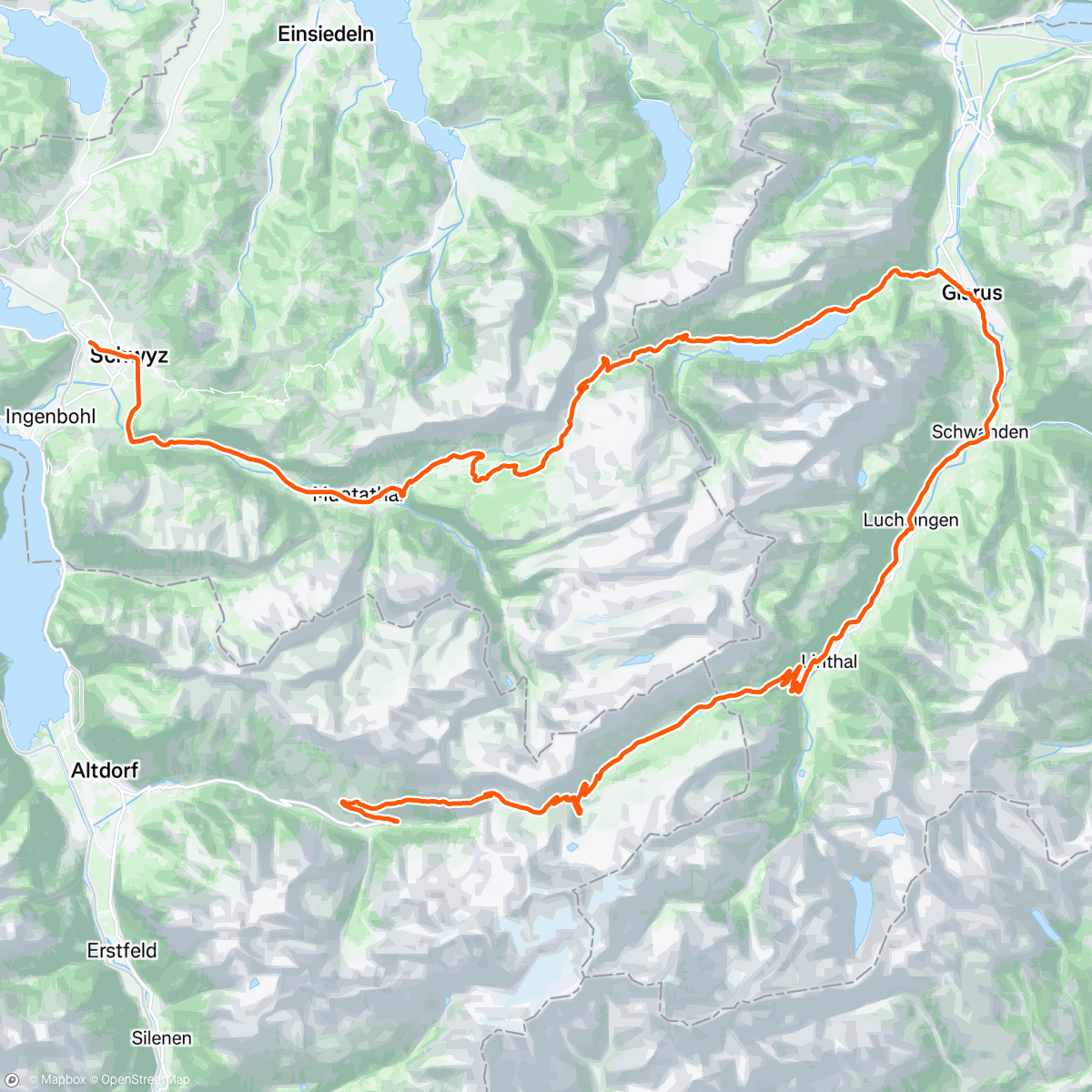 Map of the activity, J5. Unterschächen- Schwyz, via Klausen et Pragel 😍😍😍 retour maison 🚂