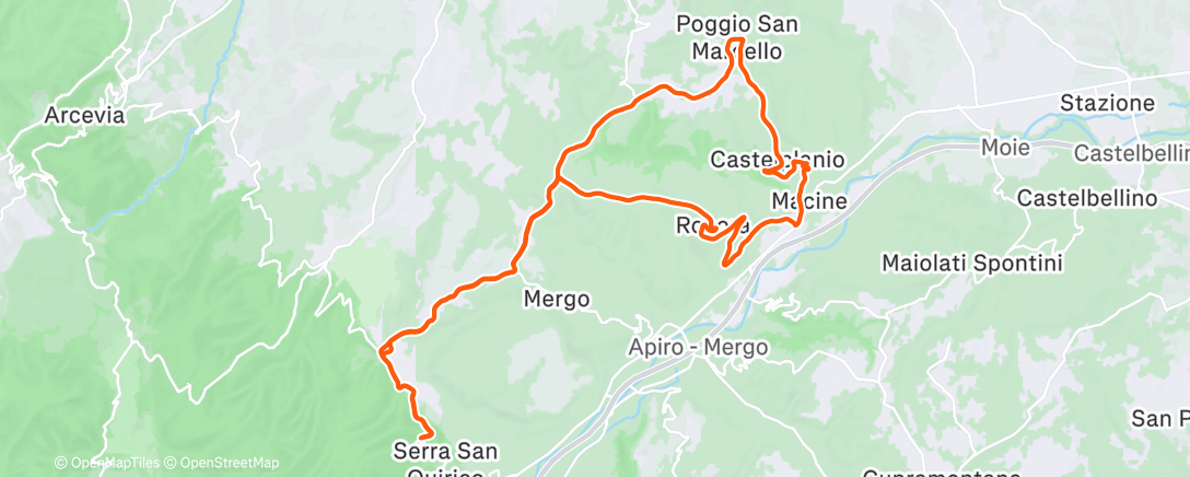 Map of the activity, Pedalata pomeridiana