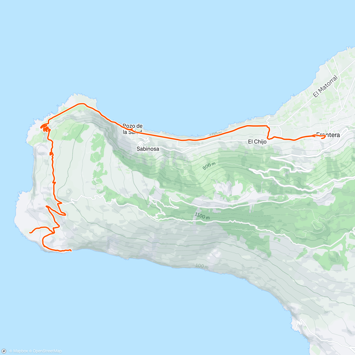 Map of the activity, Meridiano cero, faro y embarcadero de Orchilla