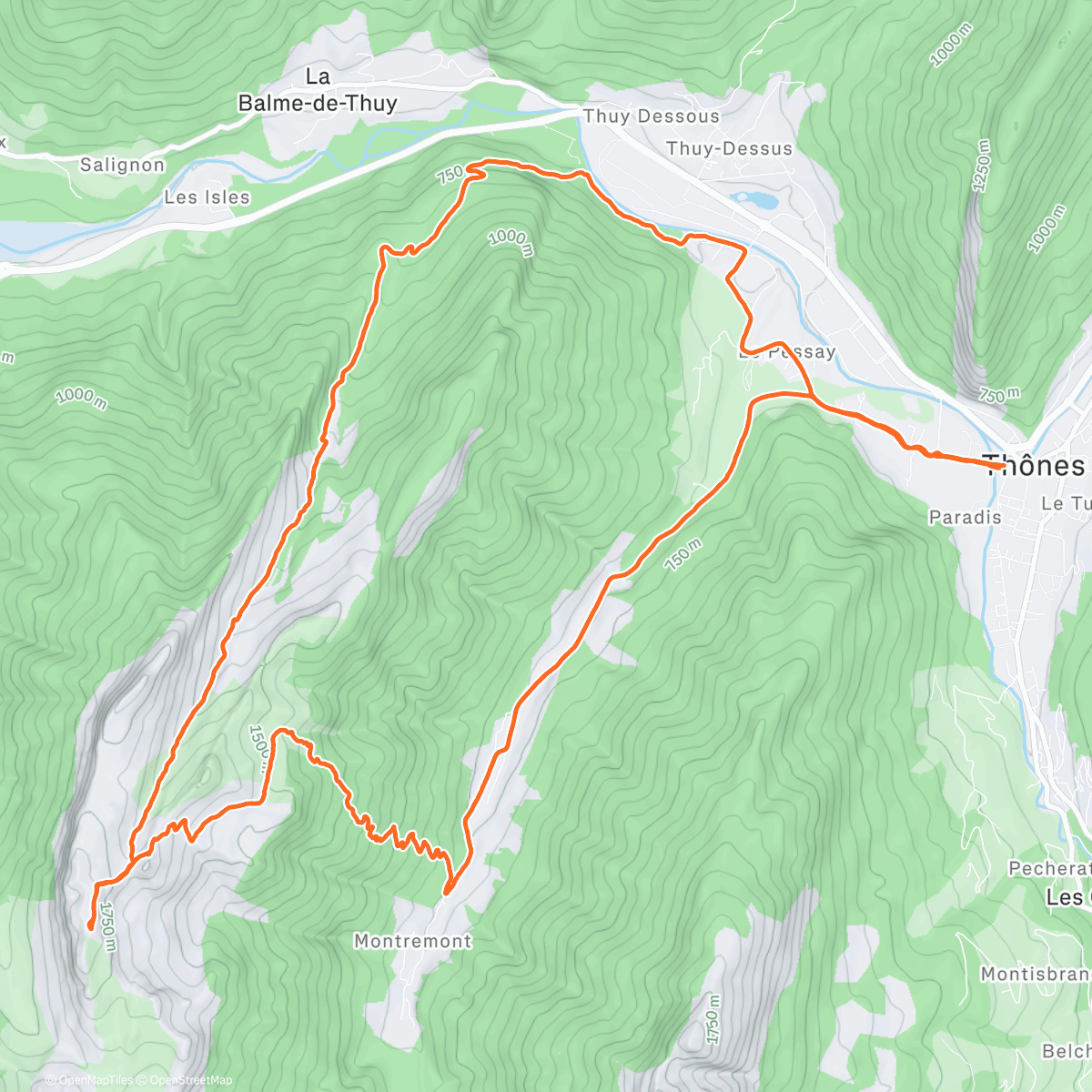 Карта физической активности (Pointe de Talamarche)