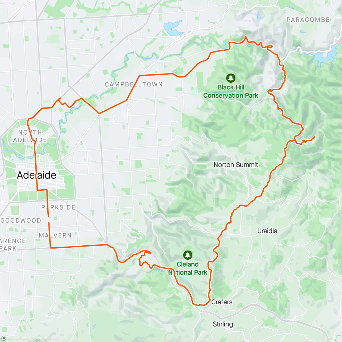 Map of the activity, Gather Round Adelaide Hills Roll