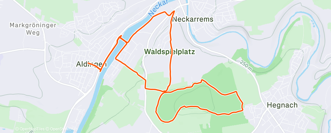 Map of the activity, Easy run to Hartwald