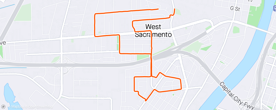 Map of the activity, Safe Cycling ride West Sac