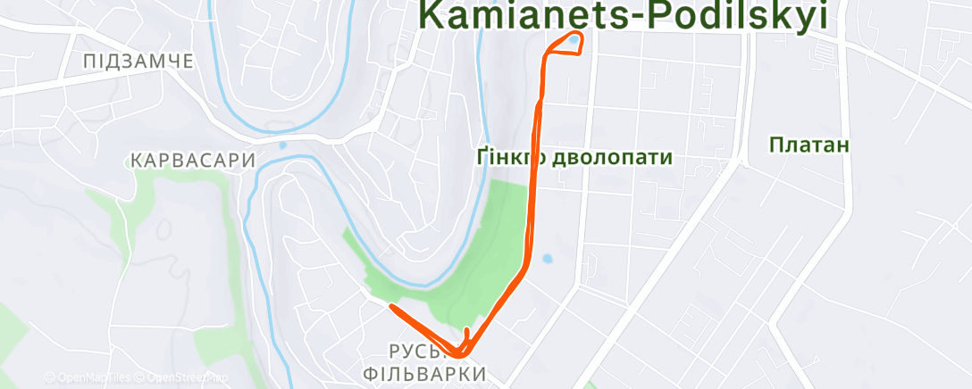 Map of the activity, Afternoon Run