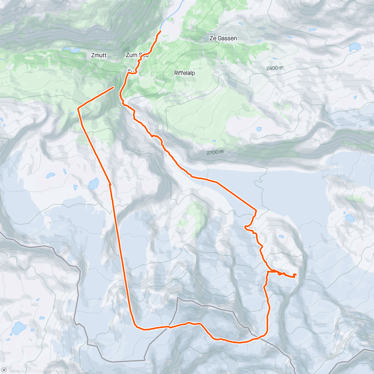 Map of the activity, Schwarz Glacier tour via Breithorn
