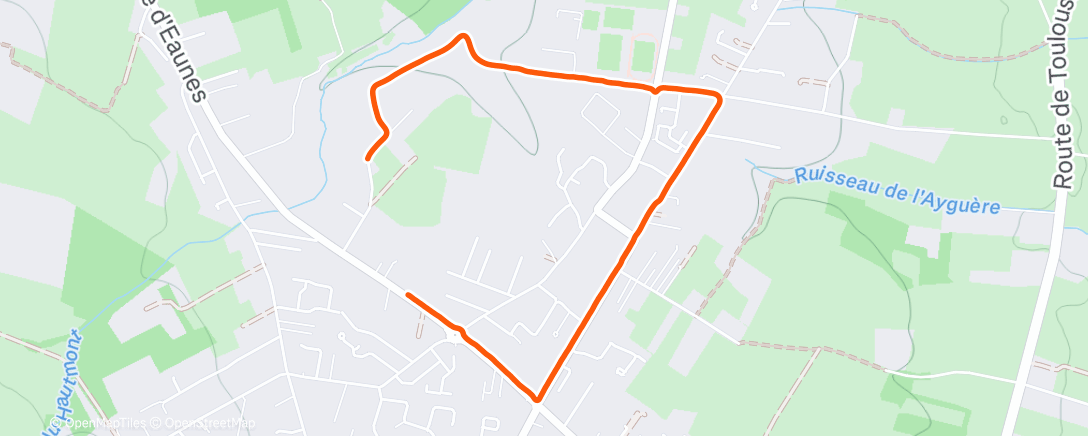 Map of the activity, Course à pied le midi