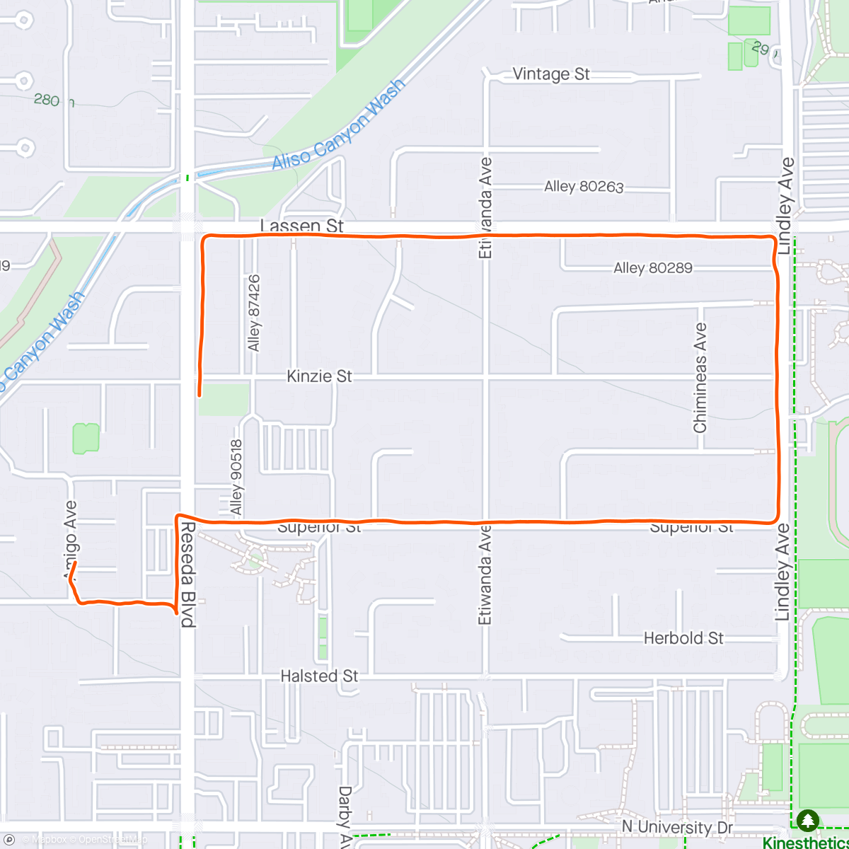 Map of the activity, Two mile Tuesday