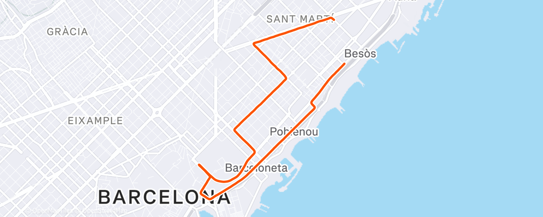 Map of the activity, Carrera de tarde