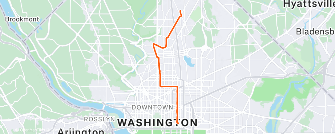 Map of the activity, Rainy ride Homebound