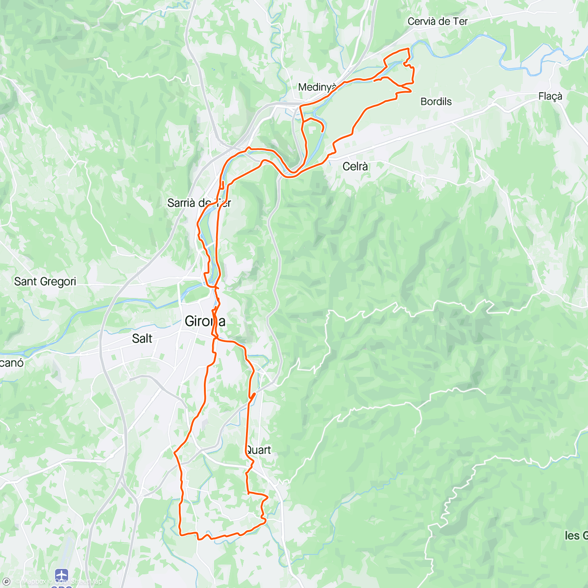 Map of the activity, Gravel ride cut short