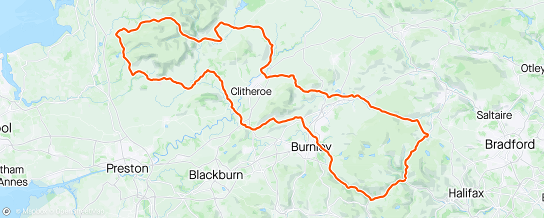 Map of the activity, Trough of Bowland 100 miler