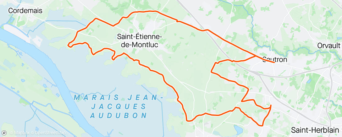 Carte de l'activité Sortie vélo le midi