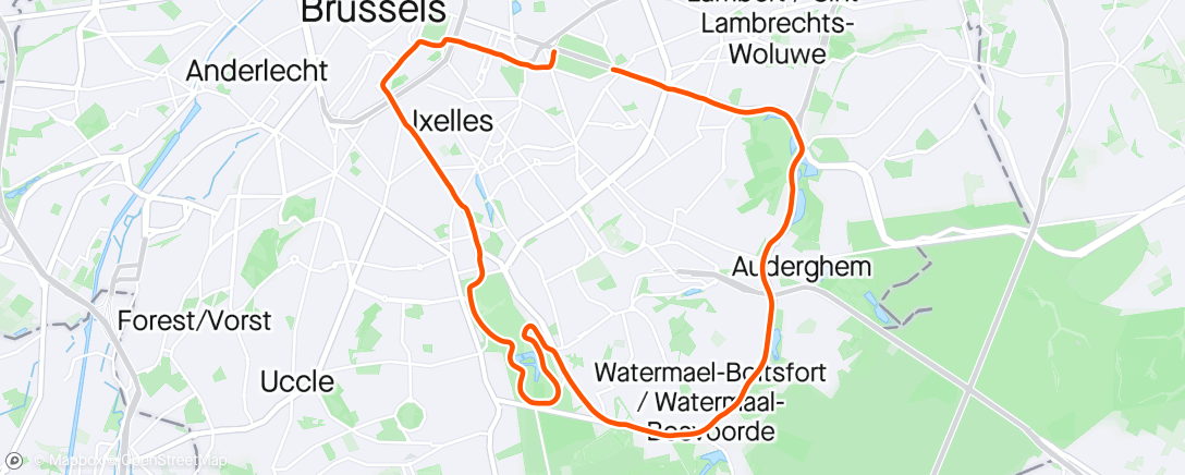 Mapa da atividade, 20km de Bruxelles