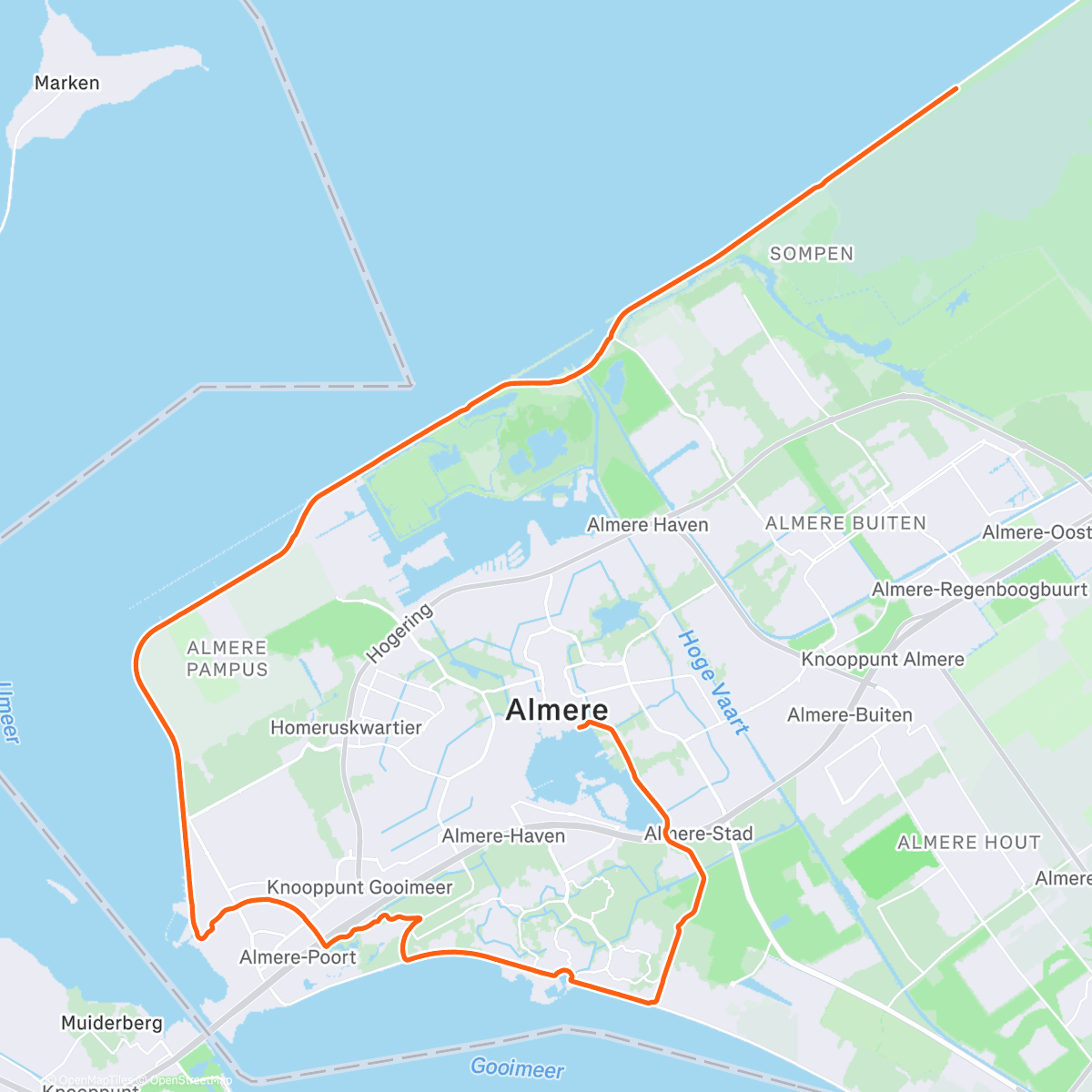 Map of the activity, ROUVY - Challenge Almere 54 km | Netherlands