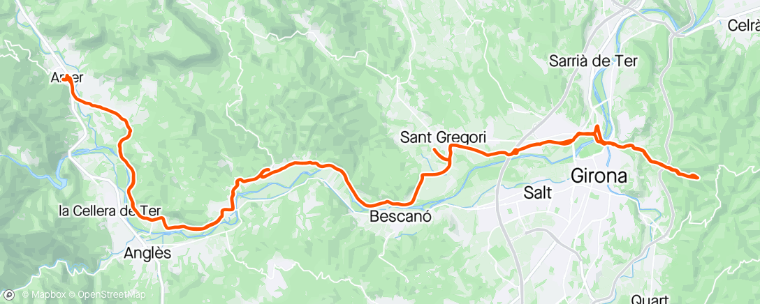 Map of the activity, Girona Day 3 - to Amer and back.