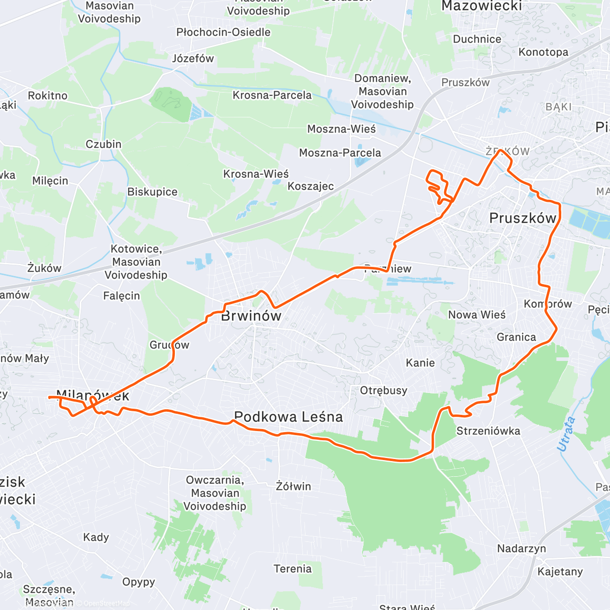 Map of the activity, Lunch Ride