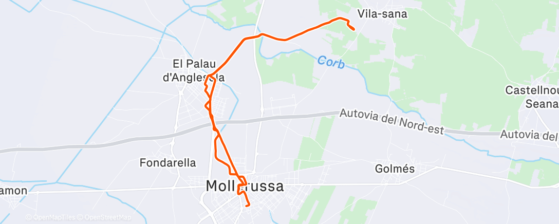 Map of the activity, Bicicleta de montaña matutina