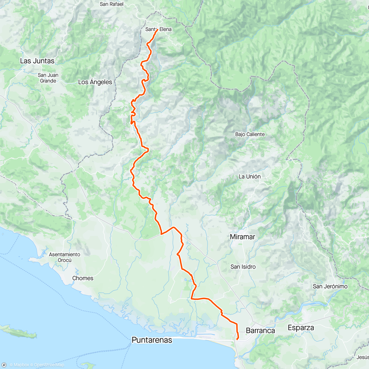 Map of the activity, Final Ride in Costa Rika