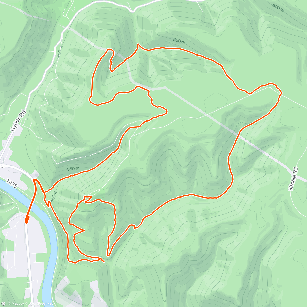 Map of the activity, Hyner 25k