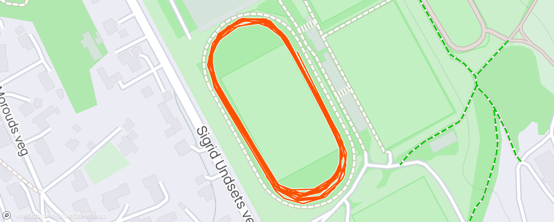 Map of the activity, Årets første hardøkt løp ute: 3000m test😅