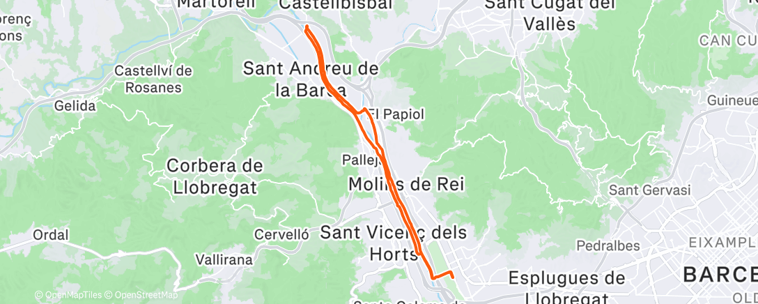 Map of the activity, 25,6km trot-caminar 2:21:58 (5'32")