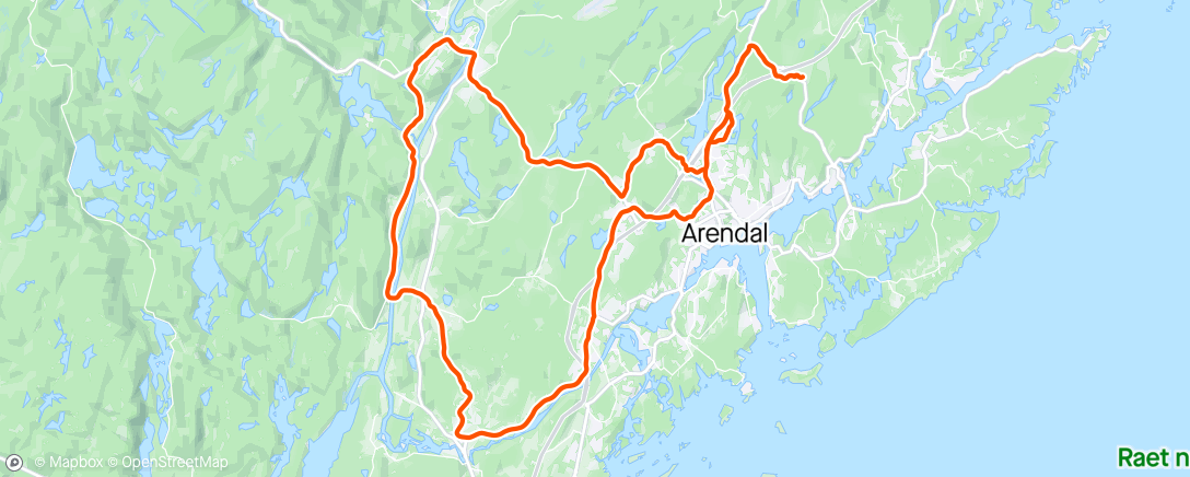 Karte der Aktivität „Morrow Cycling Team training Rygene-Froland”