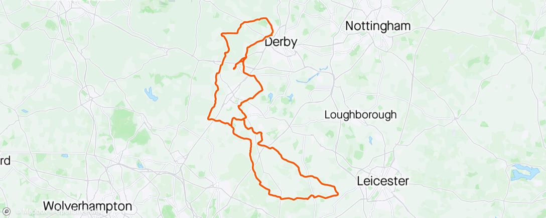 Map of the activity, Derby Sportive 160km and a bit