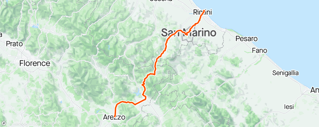 Mapa de la actividad, Arezzo - San Marino - Rimini