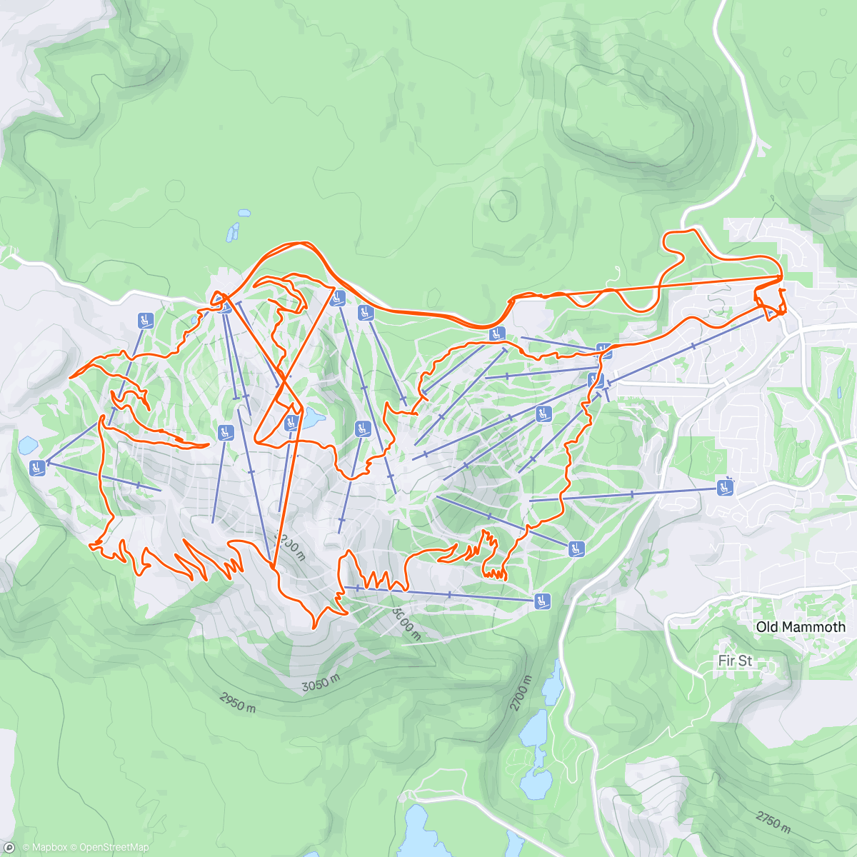 Map of the activity, Mammoth: Pumice Surfing