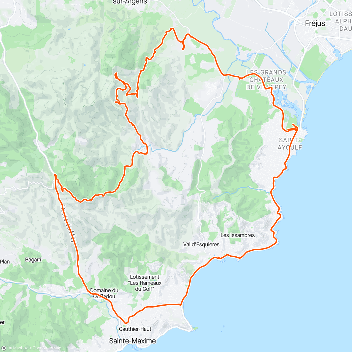 Map of the activity, Saint Aygulf cyclo jour 6 (encore avec vtt)