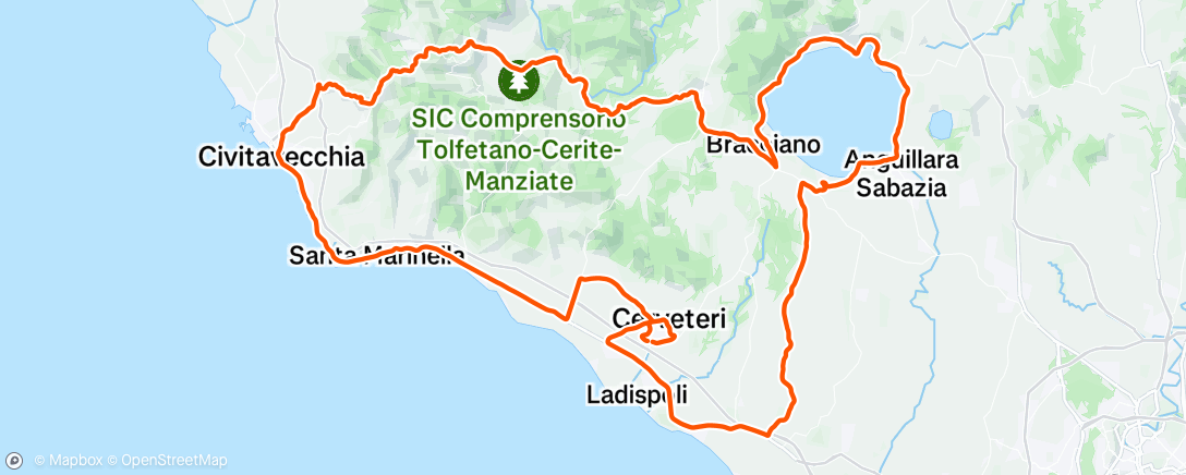 Map of the activity, Pedalata mattutina