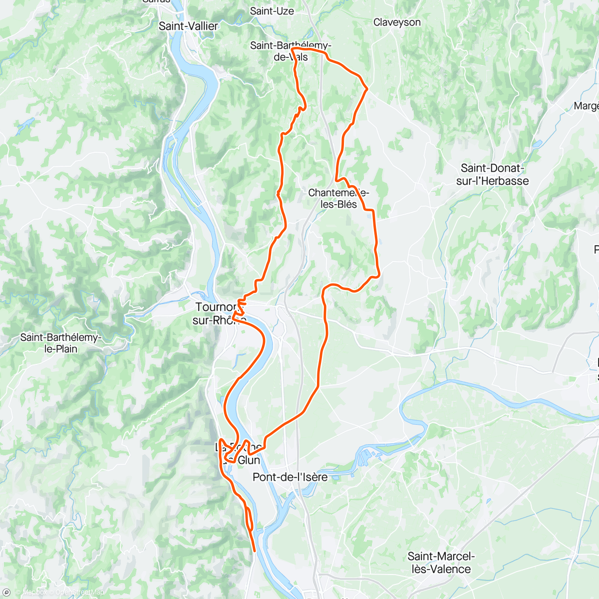 Karte der Aktivität „Larnage/St Barthélemy de Vals/Chantemerle”