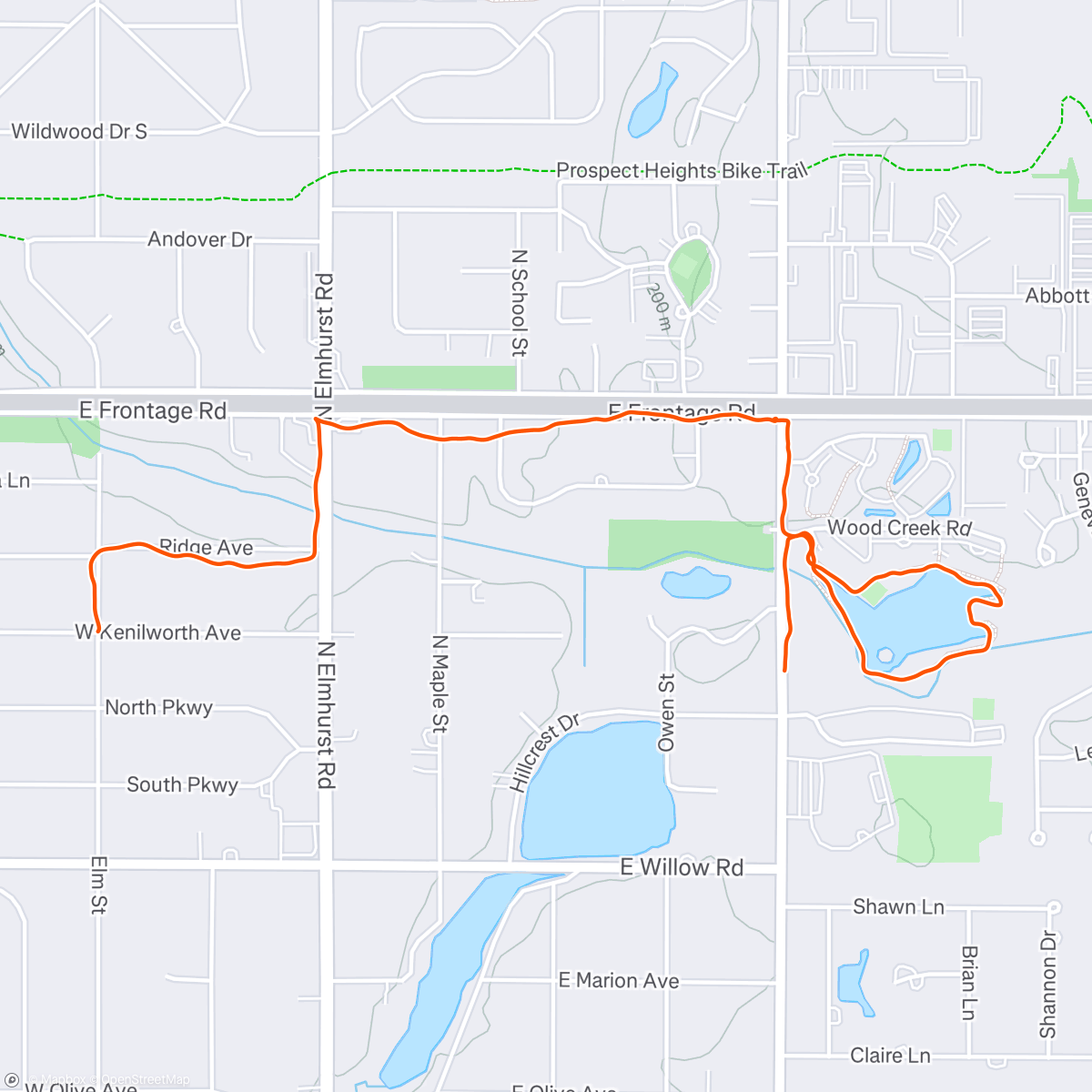 Map of the activity, Afternoon Run