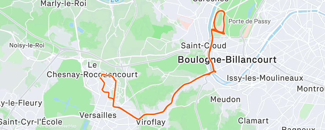 Map of the activity, Sortie vélo le matin