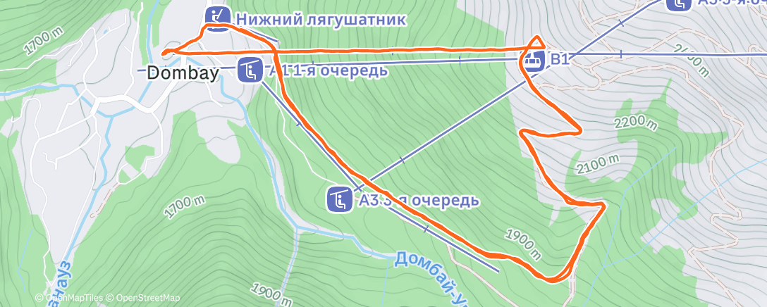 Map of the activity, Afternoon Snowboard