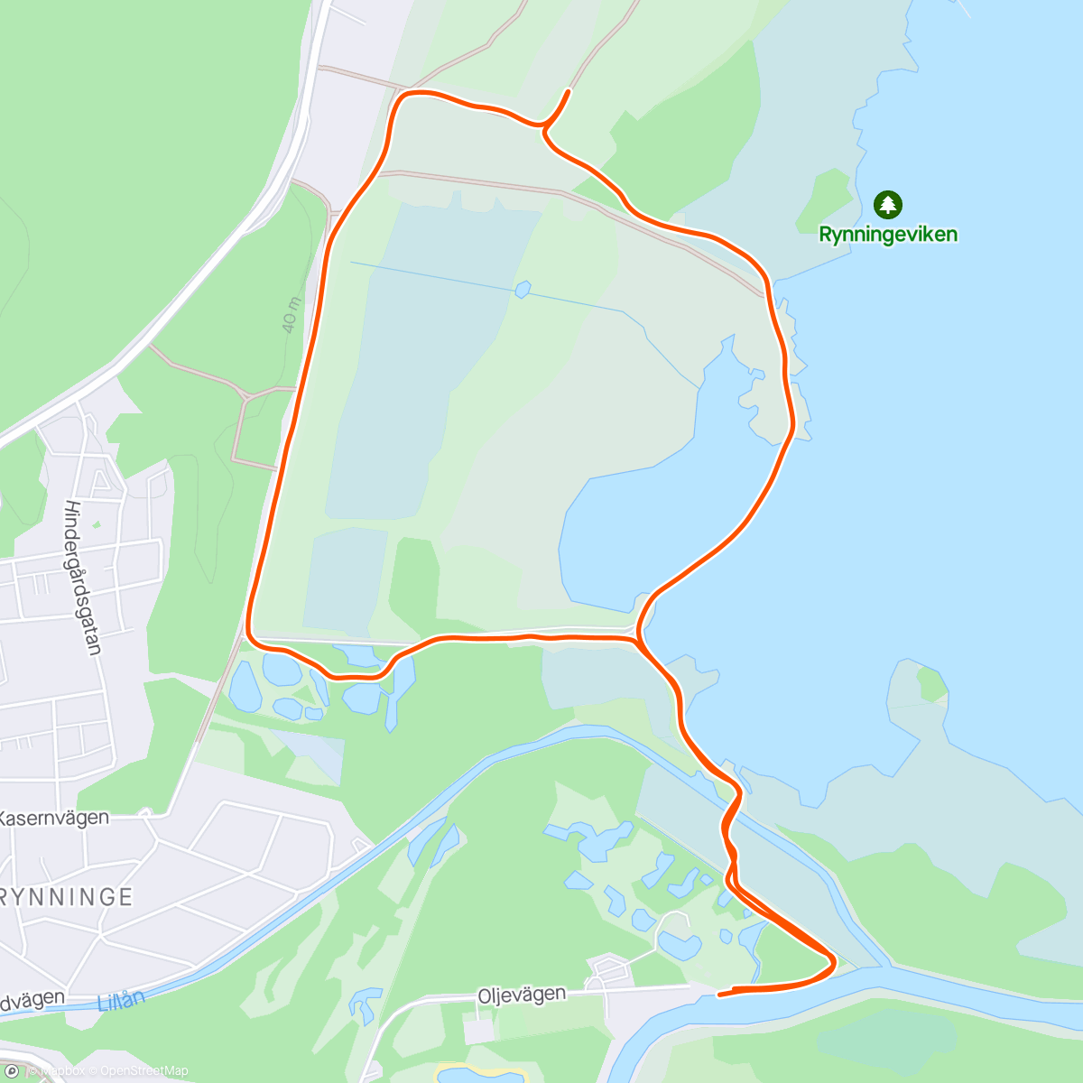 Map of the activity, Orebro Park Run