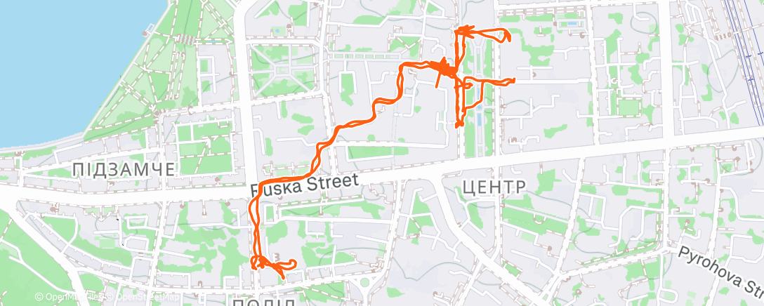 Map of the activity, Ночная ходьба