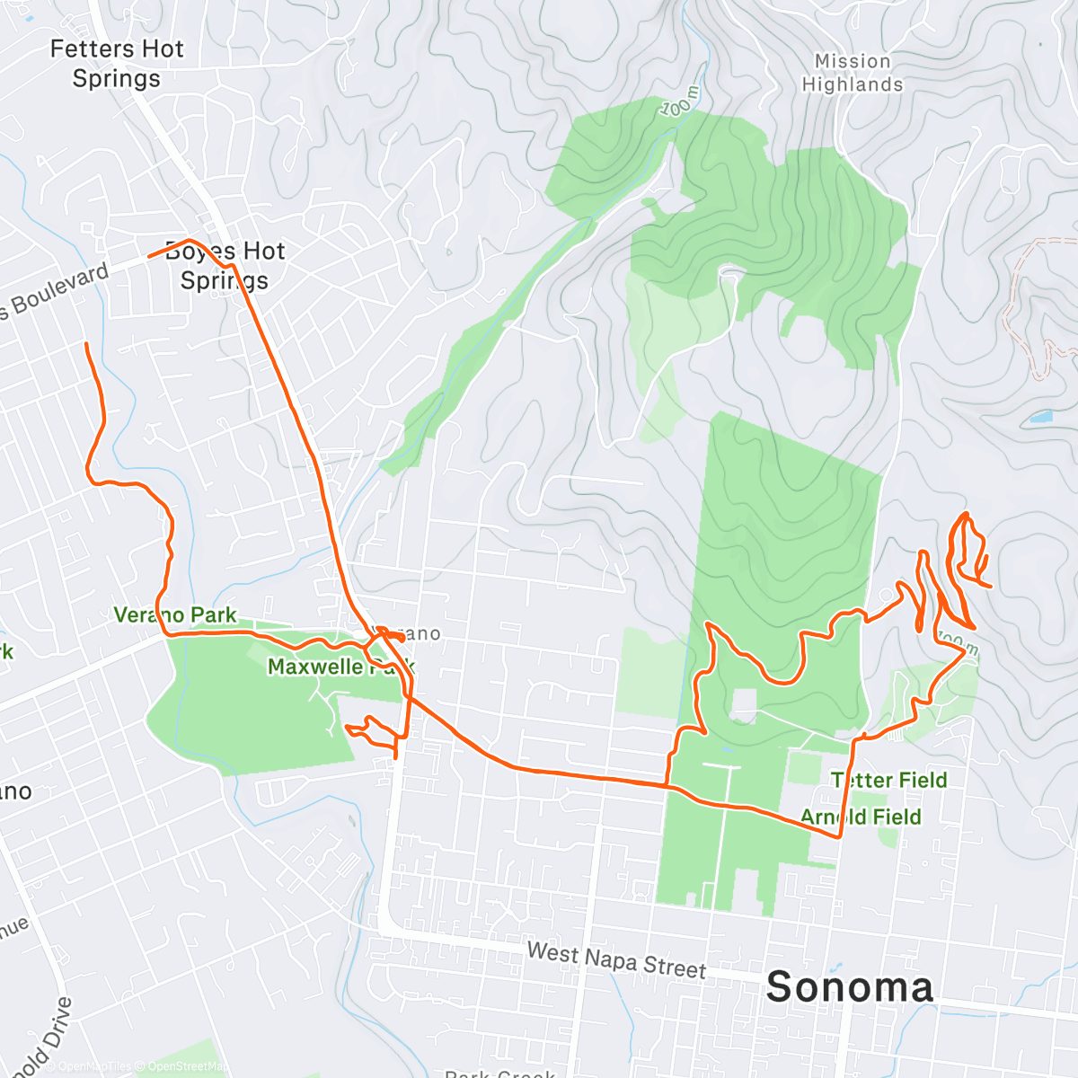 Карта физической активности (Morning Run in Sonoma)