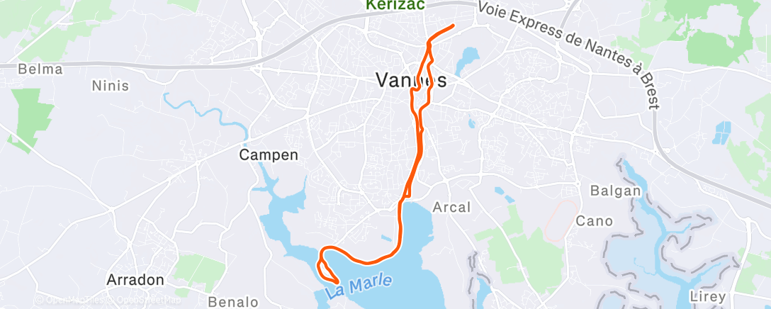 Map of the activity, Course à pied le midi