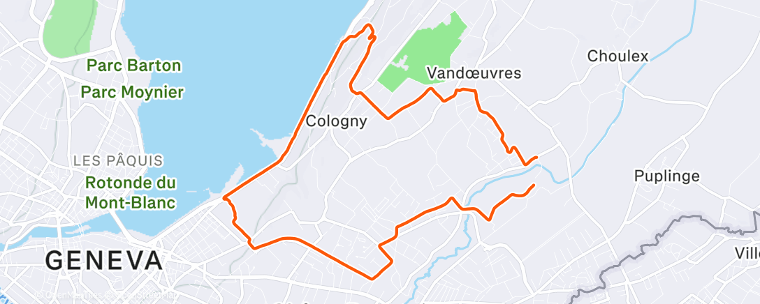 Map of the activity, Course à pied le midi