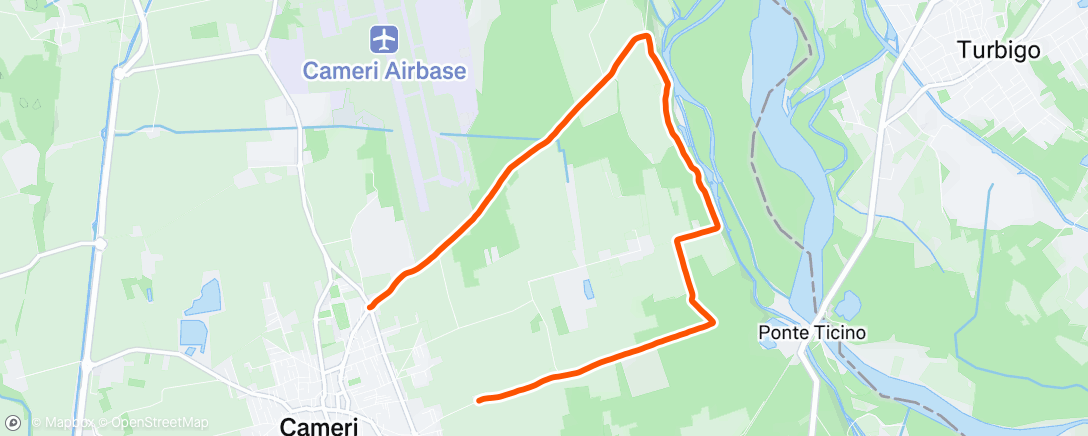 Map of the activity, 12 km run before breakfast