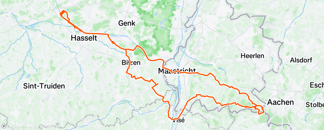 Map of the activity, Team training + social ride WCup Veldeman